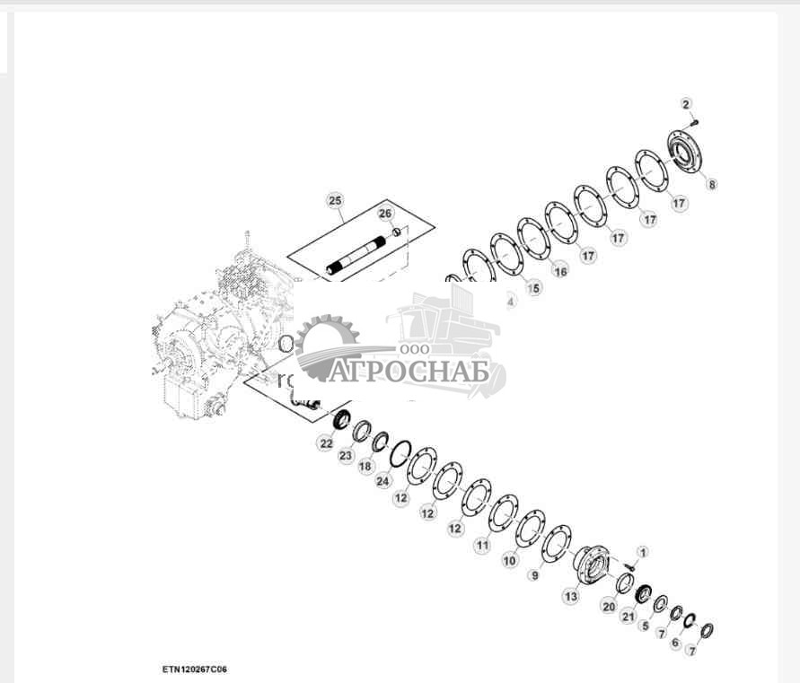 Дифференциал картера коробки передач двигателя, Tier 2 и Final Tier 4 (1 из 4) 